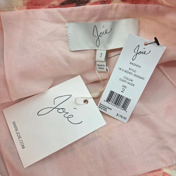 Joie Radhiya Linen Floral High Low Skirt Womens 2 Dusty Nude Vacation Boho - Picture 3 of 7